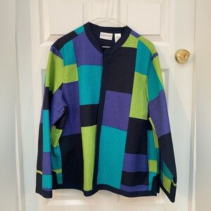 Alfred Dunner Navy, Purple, Green Quilted Jacket - Size 18